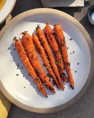 Plate of miso maple glazed carrots