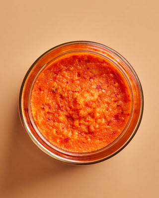 Open jar of espelette pepper miso